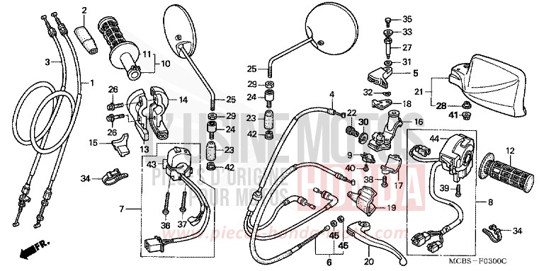 SWITCH/CABLE for Transalp 650 MUTE BLACK METALLIC (NH359) from 2003